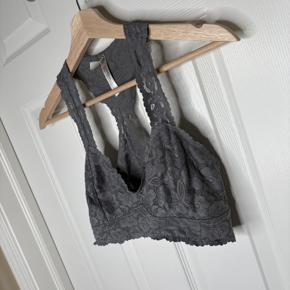 Free People Intimately Free People Grey Galloon Lace Bralette Size Medium - Picture 2 of 4